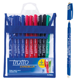 Astuccio 10 penne sfera cancellabile CANCELLIK 1,0mm ass. ro/bl/ne/ve TRATTO