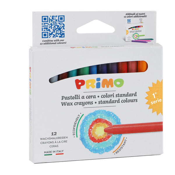 Astuccio 12 pastelli a cera D9mm 85mm Primo