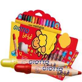 Astuccio 12 supermatitoni lavabili c/temperino GIOTTO BeBE'