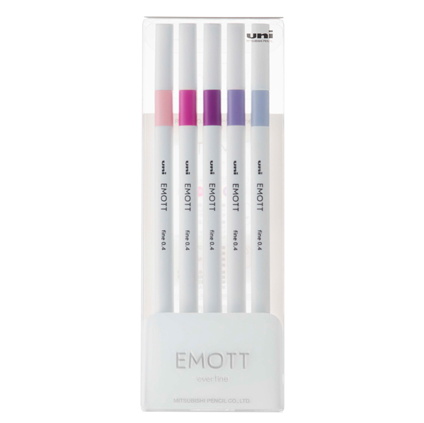 Astuccio 5 fineliner EMOTT tratto 0.4mm colori ass. Floral Uni Mitsubishi