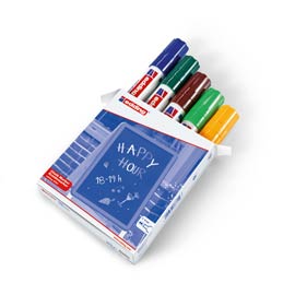 Astuccio 5 marcatori EDDING 4090 punta scalpello gesso liquido col.ass. std.