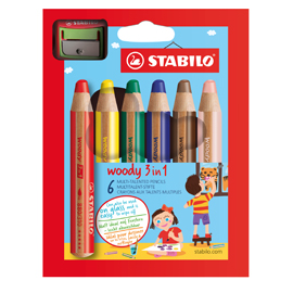 Astuccio 6 pastelli STABILO WOODY 3in1 + TEMPERINO