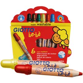 Astuccio 6 supermatitoni lavabili c/temperino GIOTTO BeBE'