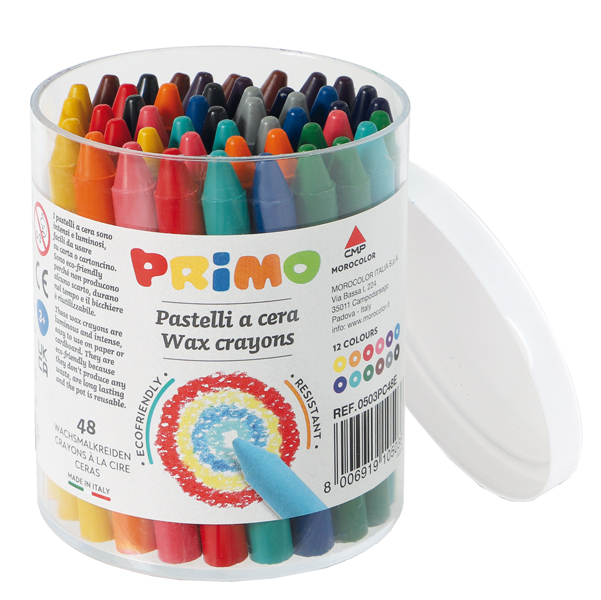 Barattolo 48 pastelli a cera D9mm x 85mm PRIMO