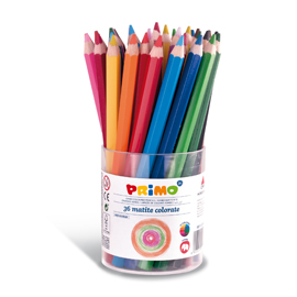 BARATTOLO DA 36 PASTELLI COLORATI MAXI JUMBO 100 FSC in 12 colori PRIMO