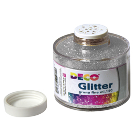 BARATTOLO GLITTER GRANA FINE ML150 ARGENTO ART 130/100 DECO
