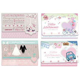 Biglietto auguri Matrimonio portasoldi 4 soggetti ass. Kartos