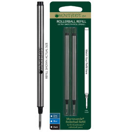Blister 2 refill in metallo per ROLLER Montblanc ® NERO PUNTA MEDIA