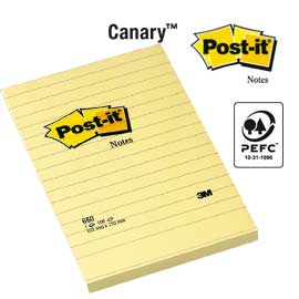BLOCCO 100fg Post-it® Giallo Canary 102x152mm GIALLO A RIGHE 660