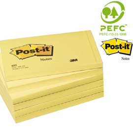 BLOCCO 100fg Post-it® Giallo Canary 76x127mm 655