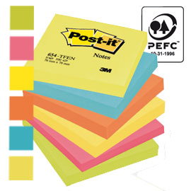 BLOCCO 100foglietti Post-itÂ® 76x76mm 654-TFEN ENERGY 72GR ASSORTITO