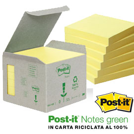 BLOCCO 100foglietti Post-it® Notes Green 76x76mm 654-1B GIALLO