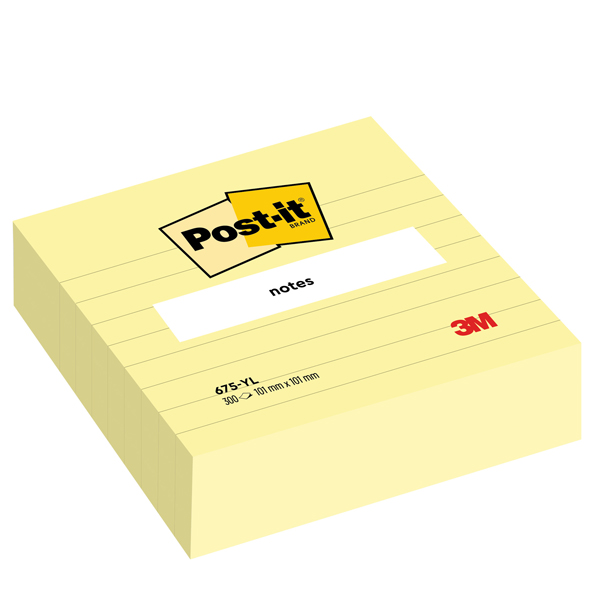 BLOCCO 300FOGLIETTI POST-IT  GIALLO CANARY FORMATO XL100X100MM RIGHE 675YL
