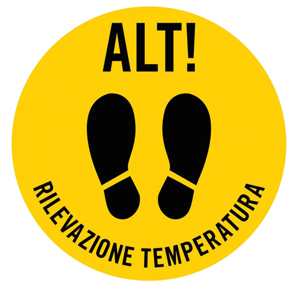 Bollo adesivo da terra D50cm ''ALT RILEVAZIONE TEMPERATURA''