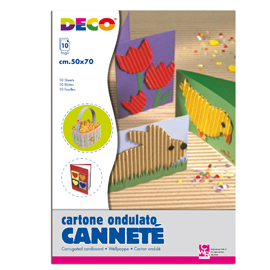 BUSTA 10FG CARTONCINO ONDULATO 50X70CM CANNETE' colori assortiti DECO