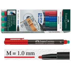 BUSTA 4 COLORI PENNARELLO MULTIMARK 1,0mm MEDIO FABER-CASTELL
