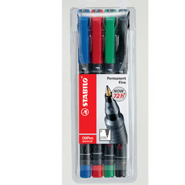 BUSTA 4 PENNARELLI STABILO OHPEN 842 PERMANENTE FINE