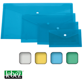 BUSTA CON BOTTONE 33,5x23,5cm - ORIZZ. COLORI ASSORTITI LEBEZ