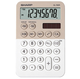 Calcolatrice tascabile EL 760R, 8 cifre, 2 colori design, beige - bianco