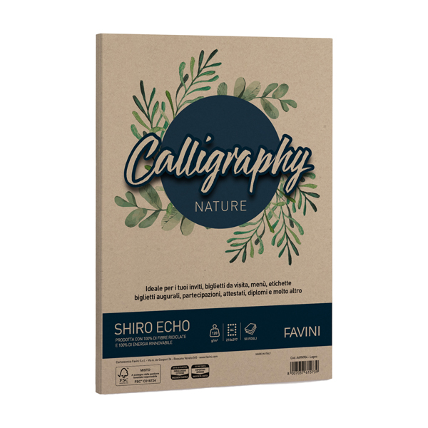 Carta Calligraphy Nature SHIRO ECO A4 50fg 120gr legno FAVINI