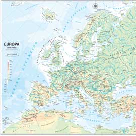 CARTA GEOGRAFICA SCOLASTICA MURALE EUROPA BELLETTI