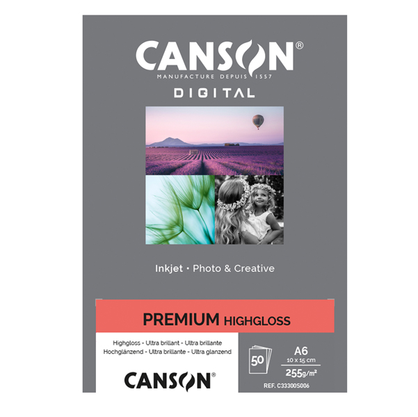 Carta InkJet PREMIUM 10X15cm 50fg 255gr HightGloss RC Canson (Delist