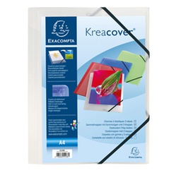 [82462] CARTELLINA PERSONALIZ. IN PP C/ELASTICO BIANCO TRASPARENTE 24x32CM KREACOVER