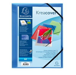 [82463] CARTELLINA PERSONALIZ. IN PP C/ELASTICO BLU TRASPARENTE 24x32CM KREACOVER