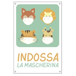 [90801] Cartello alluminio 20x30cm ''Indossa la mascherina'' per bambini