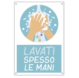 [90805] Cartello alluminio 20x30cm ''Lavati spesso le mani'' per bambini