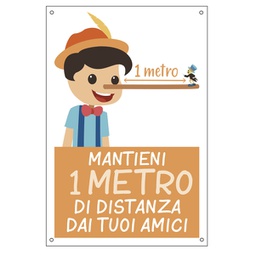 [90809] Cartello alluminio 20x30cm ''Mantieni 1 metro di distanza'' per bambini