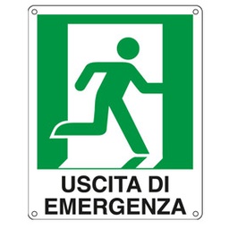 [76911] CARTELLO ALLUMINIO 25x31cm 'USCITA DI EMERGENZA A DX'