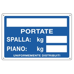 [79827] CARTELLO ALLUMINIO 30x20cm 'Portate: Spalla / Piano'
