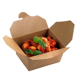 [96598] 50 Contenitori rettangolari da asporto in carta kraft + PE13x9x6,4cm Leone