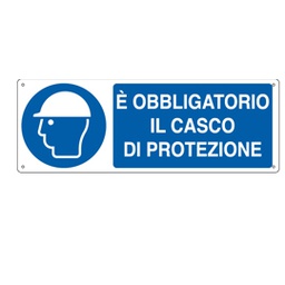[79813] CARTELLO ALLUMINIO 35x12,5cm 'E' obligatorio il casco di protezione''