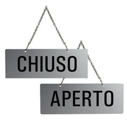 [61374] CARTELLO APERTO/CHIUSO 17,5X6,5cm CON CATENELLA