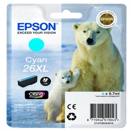 [EPST26324012] CARTUCCIA CIANO EPSON CLARIA PREMIUM, SERIE 26XL/ORSO POLARE, IN BLISTER