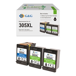 [GGNINK305BKXL] Cartuccia ink rigenerata Nero GG per HP DeskJet 2710/2120/2721/2722/2723/272
