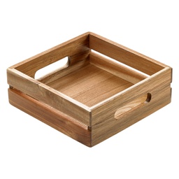 [96608] Cassetta per alimenti in legno di acacia 20x20x7cm Leone