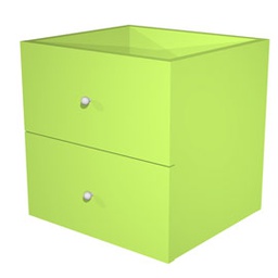 [74440] CASSETTIERA 2CASS. VERDE NEON per LIBRERIA RAINBOW