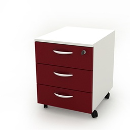 [82851] Cassettiera 3 Cass. con ruote Bianco/Prugna - Rainbow