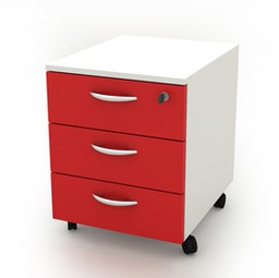 [82852] Cassettiera 3 Cass. con ruote Bianco/Rosso - Rainbow