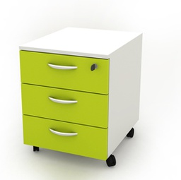 [82853] Cassettiera 3 Cass. con ruote Bianco/Verde - Rainbow