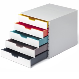 [90201] Cassettiera 5 cassetti colorati Varicolor mix5 bianco ghiaccio Durable