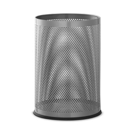 [95506] Cestino tondo grigio argento 14L in metallo traforato