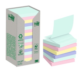 [94382] Cf. 16pz blocco 100 fg. Post-itÂ®Z-Notes Green 76x76mm R330-1RPT colori pastello
