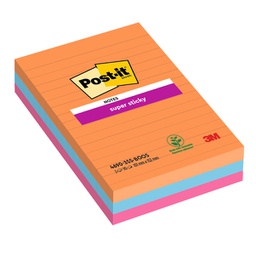 [94362] Cf. 3pz blocco 90fg. Post-it® Super Sticky RIGHE 101x152mm 4690-3SS-BOOS Boost