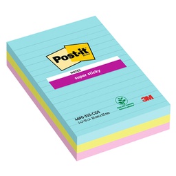 [94360] Cf. 3pz blocco 90fg. Post-it® Super Sticky RIGHE 101x152mm 4690-SS3COS Cosmic