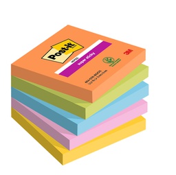 [94363] Cf.5pz blocco 90fg. Post-it® Super Sticky 76x76mm 654-5SS-BOOS Boost