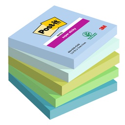 [94365] Cf. 5pz blocco 90fg. Post-it® Super Sticky 76x76mm 654-5SS-OAS Oasis